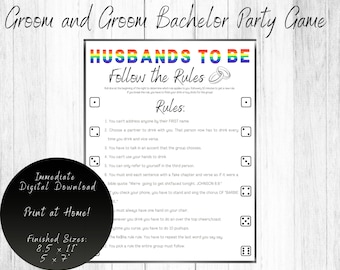 Gay Bachelor Party Game, Husbands to Be, Follow the Rules, Printable Bachelor Game, Gay Wedding, Two Grooms Bachelor Party, LGBTQ Bachelor