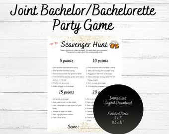 Joint Bachelor/Bachelorette Party Game, Jack and Jill Party Game, Scavenger Hunt, Couple&#39;s Bachelor Party Game