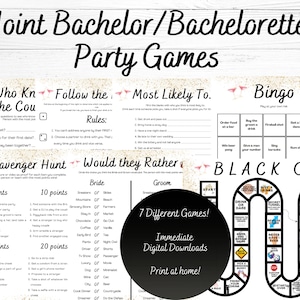 Joint Bachelor and Bachelorette Party Games Bundle, Jack and Jill Party, Co-Ed Bachelor/Bachelorette Party, Combined Bachelor Party Games