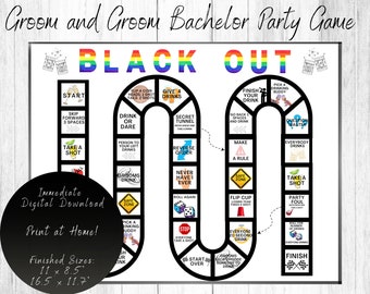 Gay Bachelor Party Drinking Game, Husbands to Be, Black out, Printable Bachelor Game, Gay Wedding, Two Grooms Bachelor Party