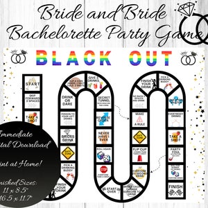 Lesbian Bachelorette Party Game, Bride and Bride Bachelorette Party Game, Drinking Board Game, Black Out, Lesbian Wedding