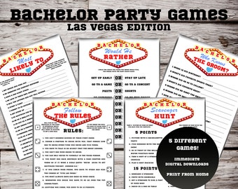 Bachelor Party Games Bundle Pack, Las Vegas Bachelor party Games, Scavenger Hunt, Who knows the groom, Drinking Games