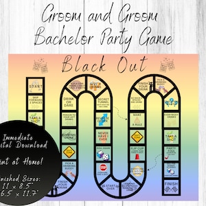 Schwules Junggesellenparty Spiel, Regenbogen Design, Ehemänner zu sein, Black out, Junggesellenabschiede, schwule Hochzeit, zwei Bräutigam Junggesellenparty