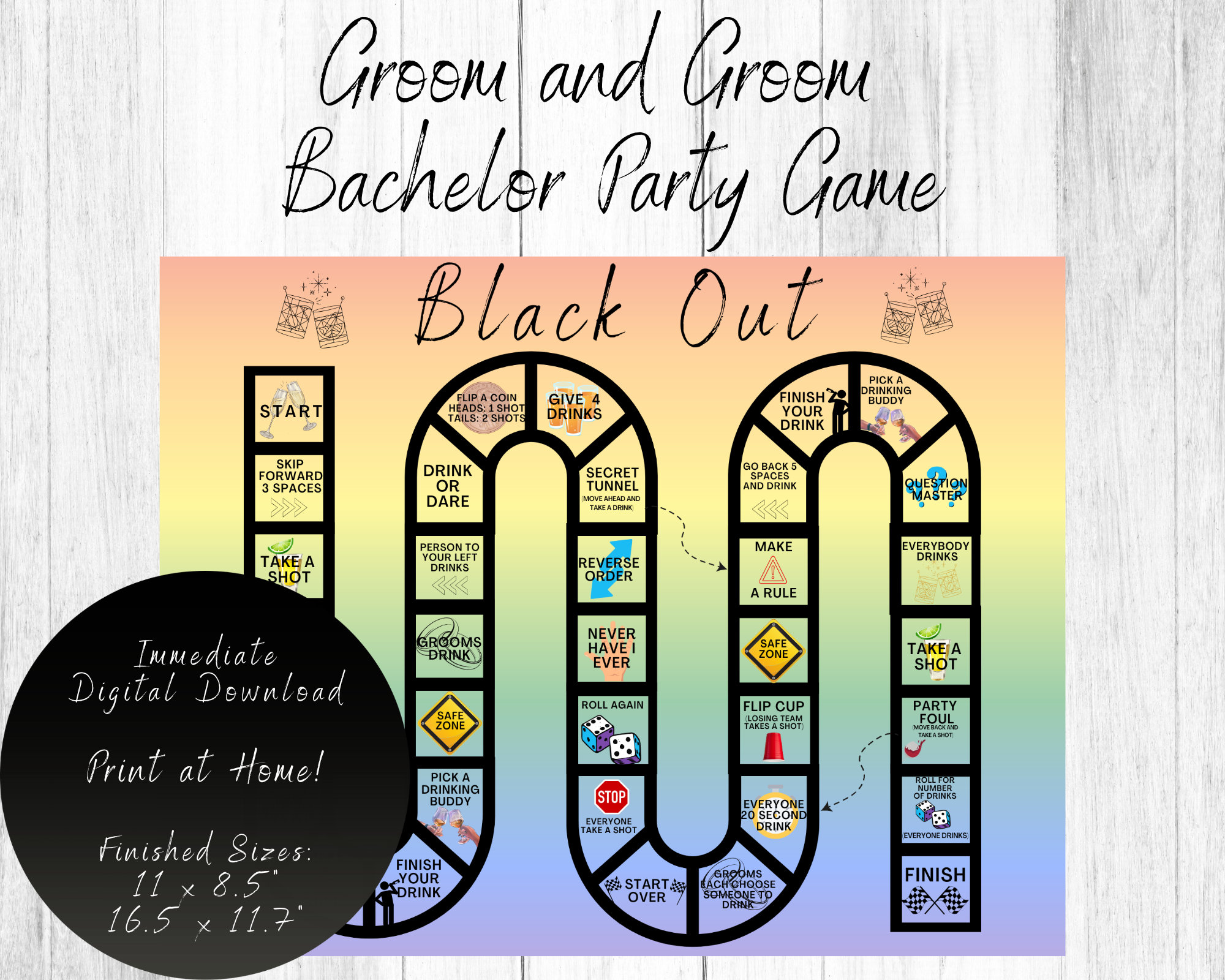 Gay Bachelor Party Game, Rainbow Design, Husbands to Be, Black out, Printable Bachelor Game, Gay Wedding, Two Grooms Bachelor Party