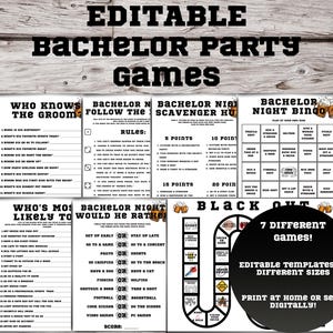 EDITIERBARE Junggesellenparty Spiele, Stag Do Spiele, Trinkspiele, Wer kennt den Bräutigam, Bingo, Schnitzeljagd, Junggesellenabschied bearbeitbare Spiele