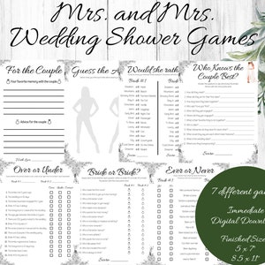 Lesbiska Bröllopsduschspel, Lesbiska Möhippaspel, Skulle hon hellre vilja, Vem känner brudarna, HBTQ-spel, Två brudar-spel