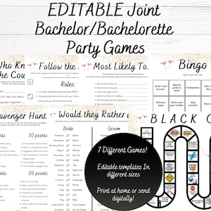 EDITIERBARE Gemeinsame Junggesellen- und Junggesellinnenabschiede, Jack und Jill Party, Co-Ed Bachelor / Junggesellinnenabschied, kombinierte Junggesellenabschiede