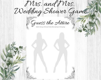 Guess the Attire, Bridal Shower Game, Lesbian Wedding Shower, Guess the Dress, Mrs. and Mrs. Wedding Shower Game