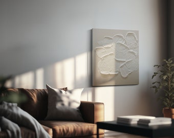 Textured Minimalist Wall Art, Canvas Plaster Art, Neutral Textured Art, Large Modern Abstract Wall Art for Minimalist Home Wall Decor