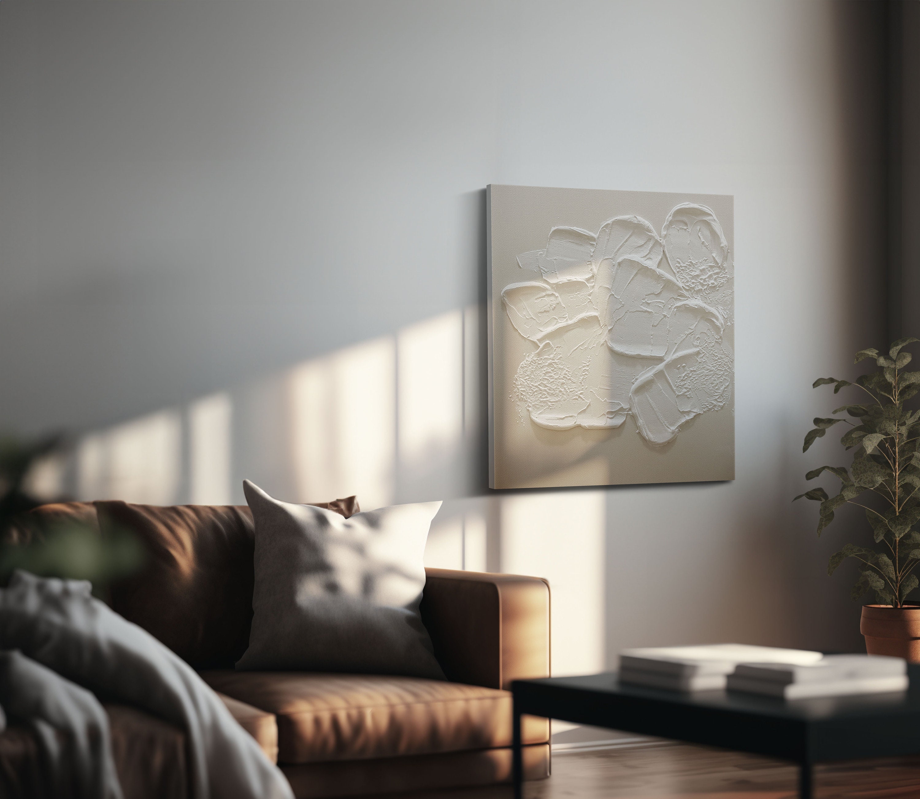 Textured Minimalist Wall Art, Canvas Plaster Art, Neutral Textured Art ...