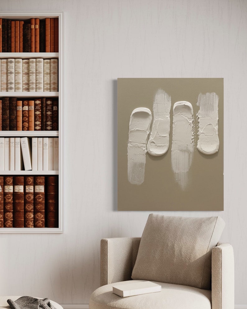 Textured Minimalist Abstract Canvas Wall Art, Custom Plaster Art for Minimalist Home Wall Decor image 7