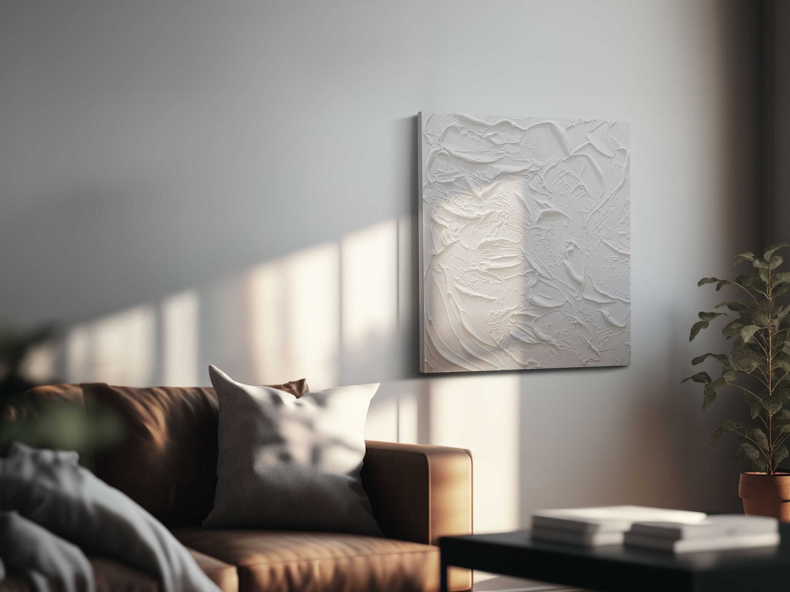View of Textured Minimalist Canvas Art, Custom Art, Home Decor, Minimalist Home ...