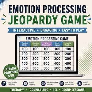 Activité thérapeutique de jeu télévisé sur le traitement des émotions | Jeu de groupe de counseling | Jeu de régulation émotionnelle SEL | Conseiller scolaire | Activité CBT DBT