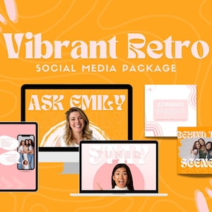 Vibrant Retro Social Media Templates, Colorful Canva Instagram Posts, Bold Creative Templates, Retro Vibes IG Design, Bright Instagram Post