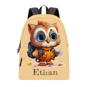 Personalisierte Eule Canvas Rucksack für Kleinkinder für Kinder Rucksack Waldtier niedlich Rucksack Kindergarten Vorschule Rucksack Schultasche