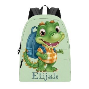 Sac à dos personnalisé en toile de crocodile pour les tout-petits pour enfant Sac à dos Croco Mignon CartableNursery Pre School Rucksack Cartable en 3 tailles