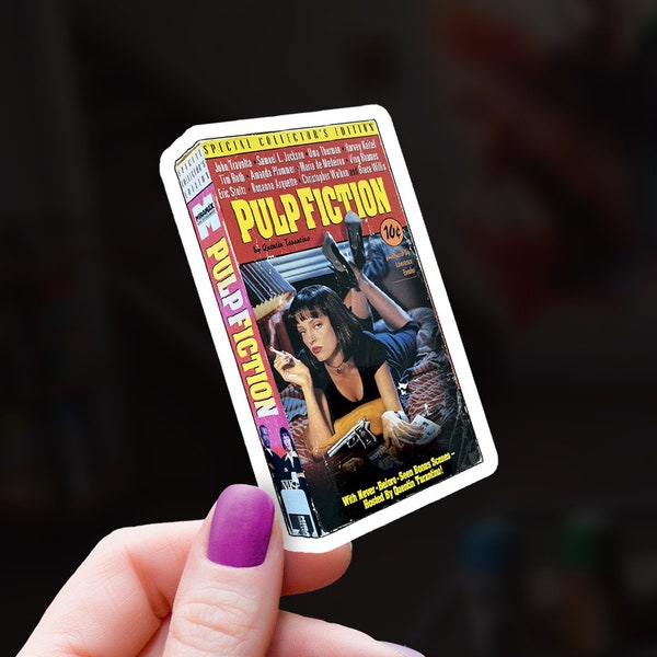 Retro Rad Quentin Tarantino Pulp Fiction VHS Sticker | Retro Movie Sticker | Film Lover | Classic Movie Merch | Uma Thurman as Mia Wallace