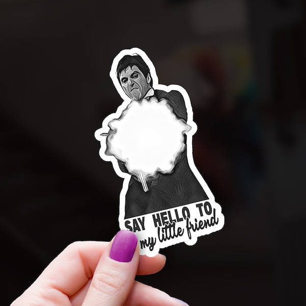 Hand-Drawn Say Hello to My Little Friend Al Pacino Scarface Sticker! Oliver Stone Scarface Decal Ships for Free with Tracking!