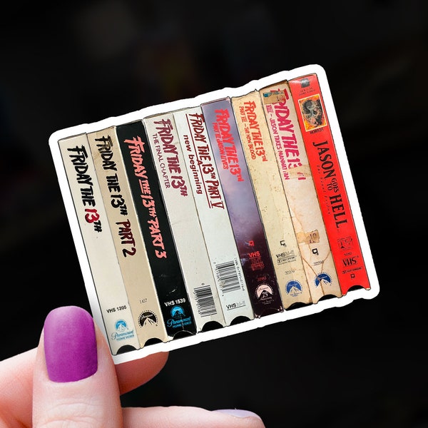 Friday the 13th Franchise VHS Collection Sticker | Jason Voorhees Decal | Camp Crystal Lake
