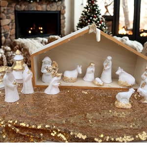 Crèche De Noël En Résine – Ensemble Scène De La Nativité Pour Décoration De Noël | Artisanat Religieux