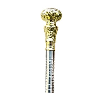 Antique Aluminum Walking Cane with Brass Handl Lightweight, Foldable & Strong Walking Stick for Seniors, Men Women Ergonomic Non.Slip Grip