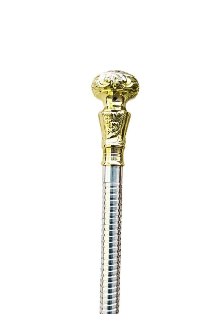 Antique Aluminum Walking Cane with Brass Handl Lightweight, Foldable & Strong Walking Stick for Seniors, Men Women Ergonomic Non.Slip Grip