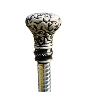 Black & Silver Hook Walking Cane: Victorian Style Aluminum Fashion Cane