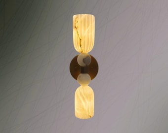 Handgemaakte albasten wandkandelaar elegante moderne messing stenen lamp