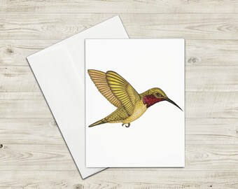 Pájaro Colibrí Garganta Rubí Tarjetas de felicitación