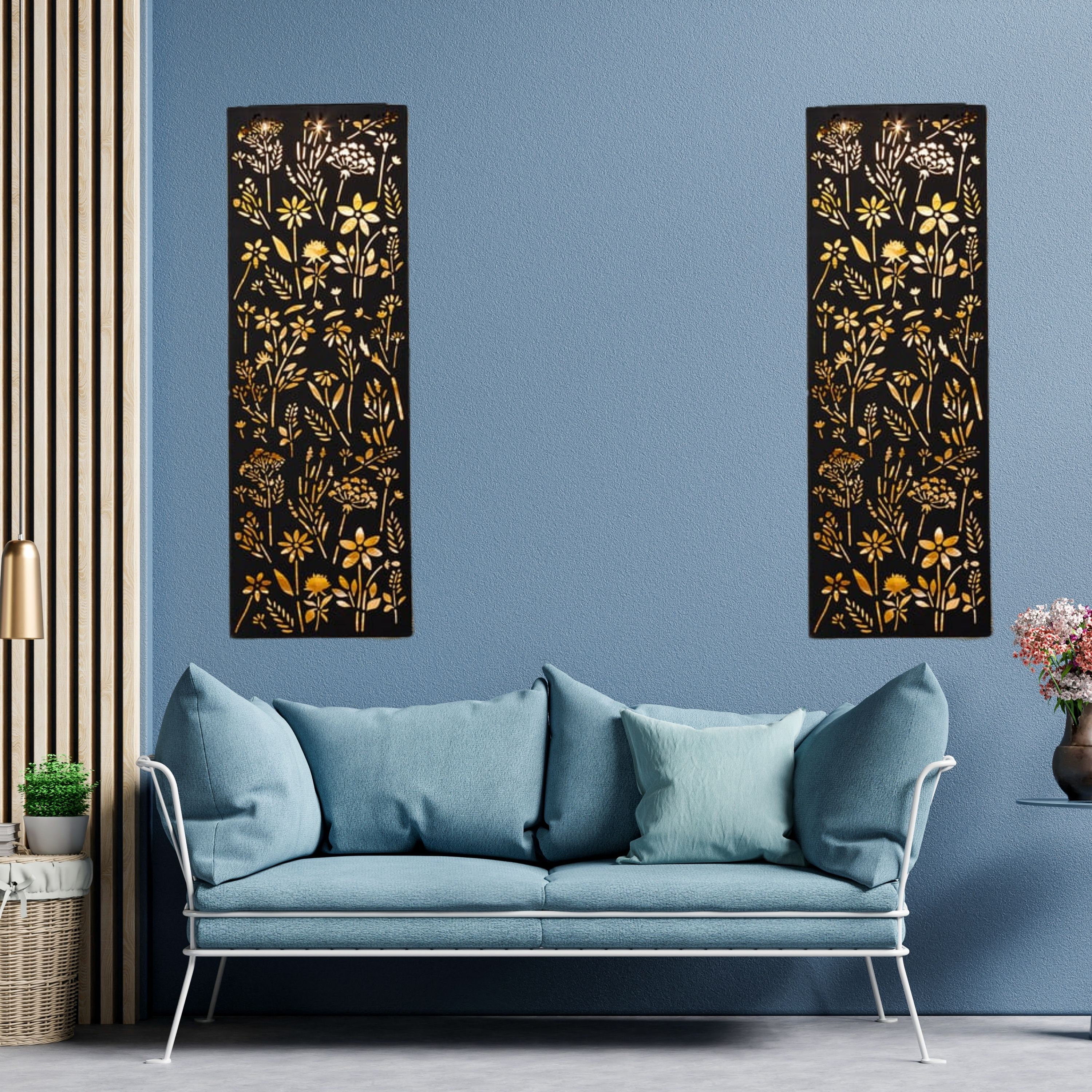 AAMEN Metal Wall Art Solar Light Outdoor Garden, Wall Art Garden Lights