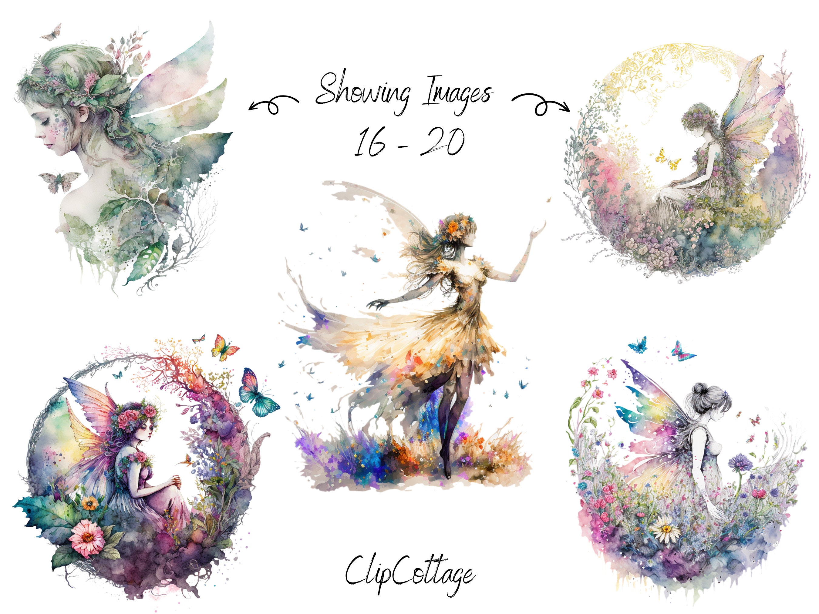 Fairy Clipart PNG Sublimation Bundle | 20 Transparent Elegant Magical ...