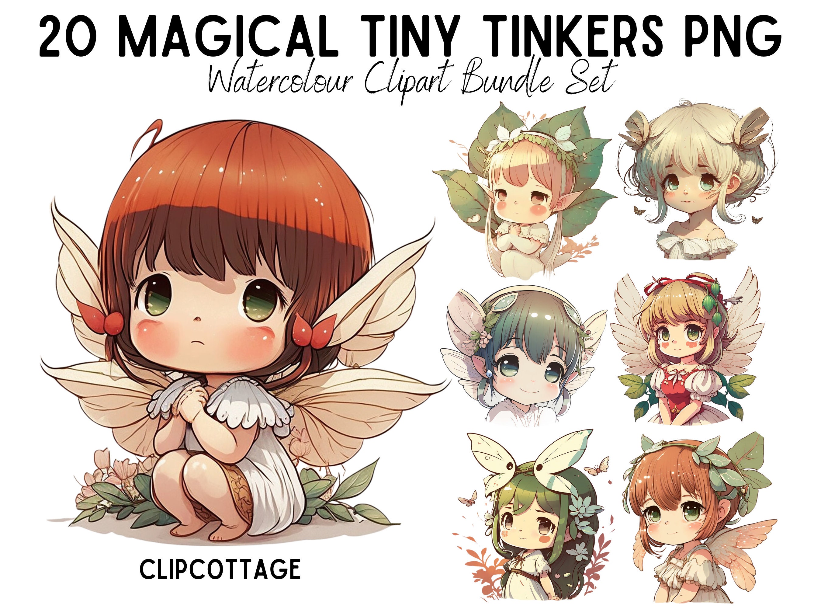 20 Cute Watercolour Fairies Clipart Bundle PNG Sublimation - Etsy