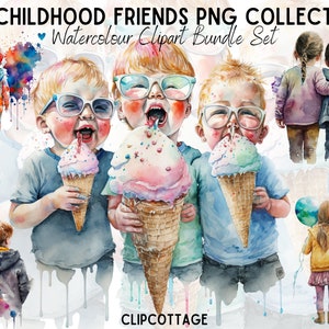 Jeugd beste vrienden clipart PNG sublimatie bundel | 20 transparante vriendschap liefde aquarel digitale download prints | Commercieel gebruik