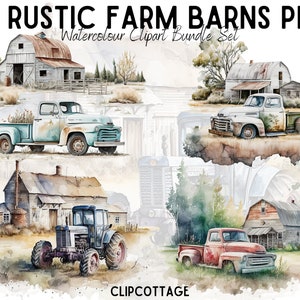 Farm Barns Clipart PNG Sublimation Bundle | 20 Transparent Landscape Scenery Watercolour Digital Download Design Prints | Commercial Use