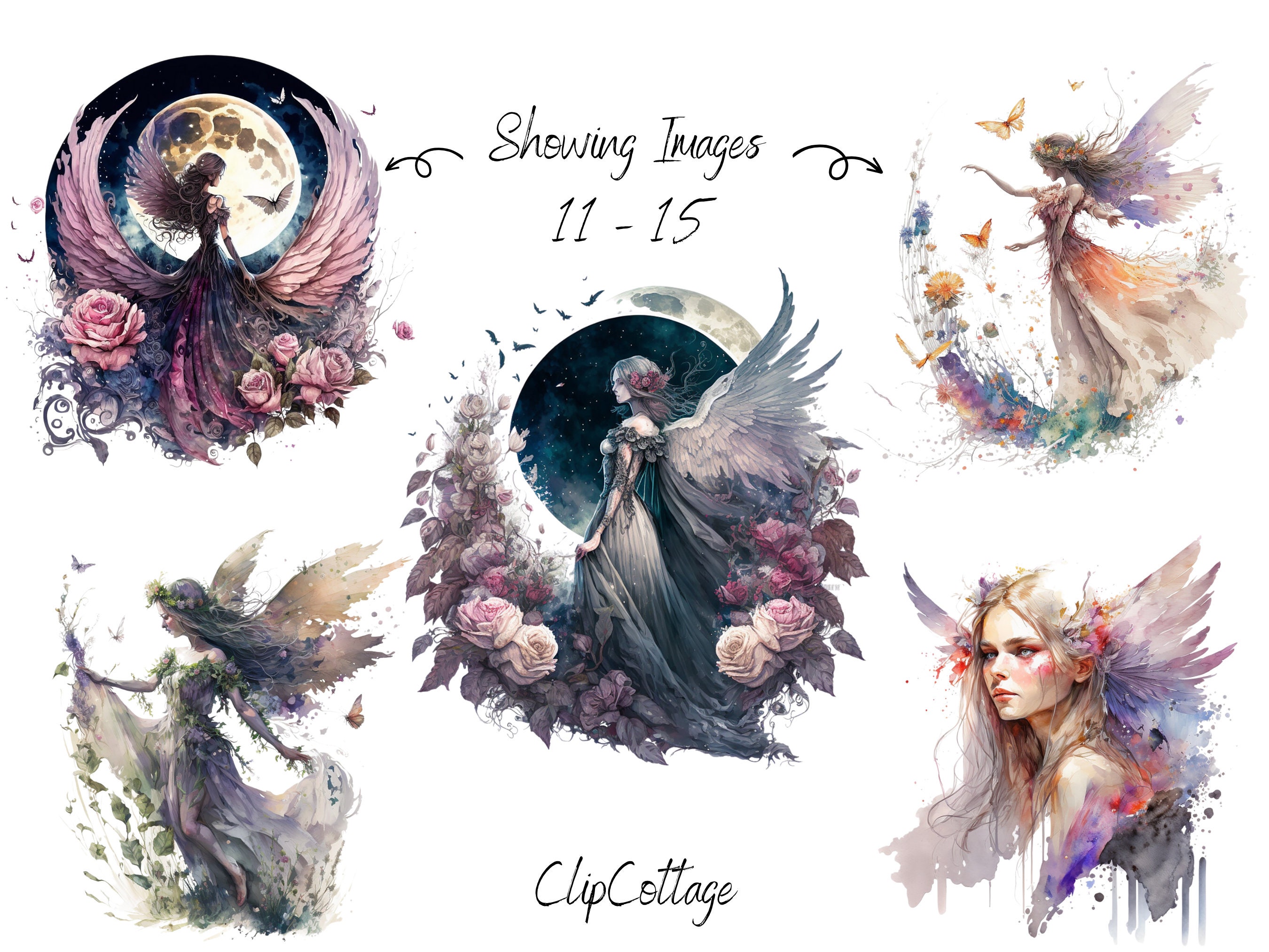 Fairy Clipart PNG Sublimation Bundle | 20 Transparent Elegant Magical ...