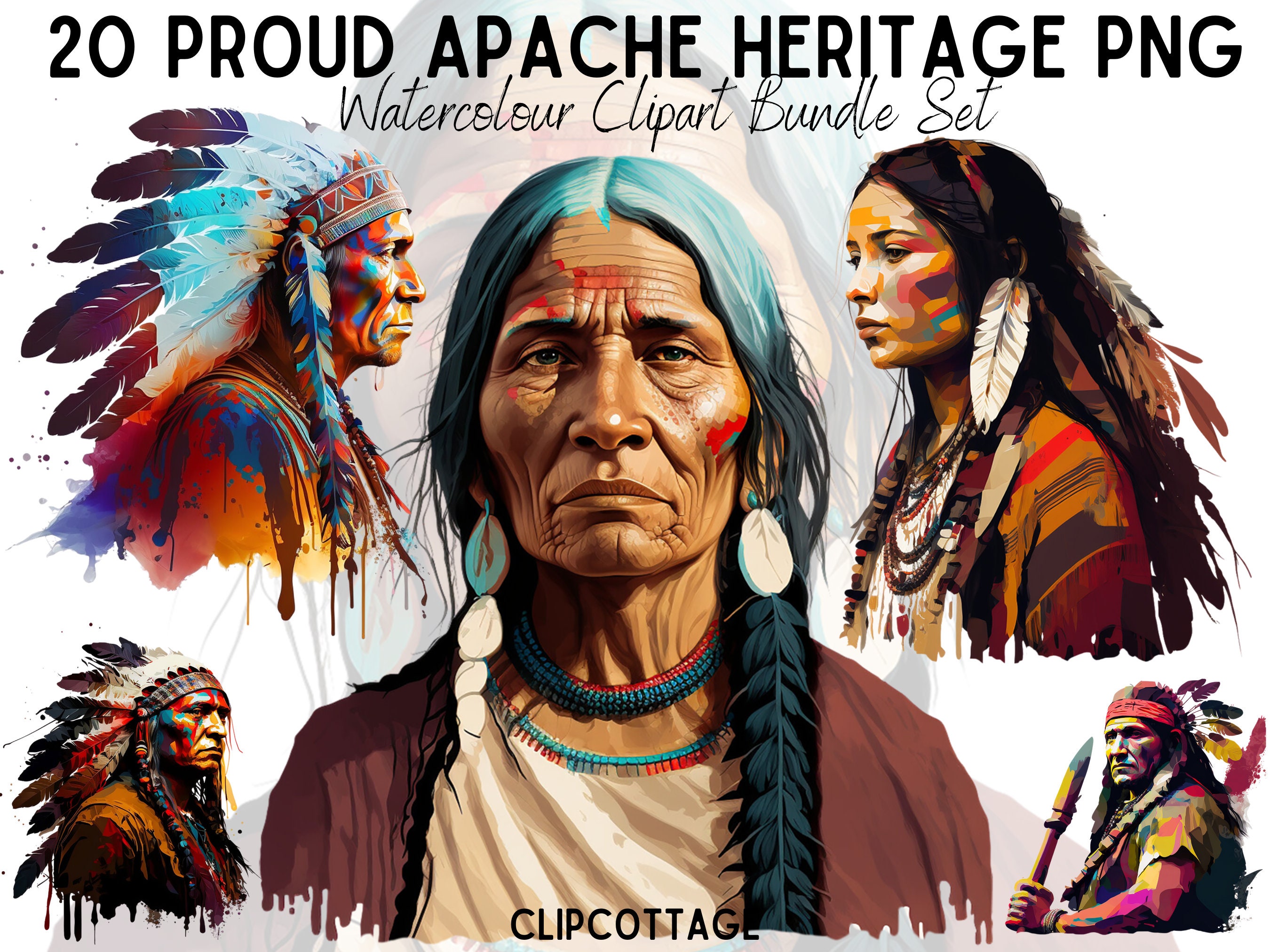 20 Apache Indians Clipart Bundle Native American PNG Sublimation  Illustrations for Invitations, Scrapbooking and Crafts Commercial Use - Etsy