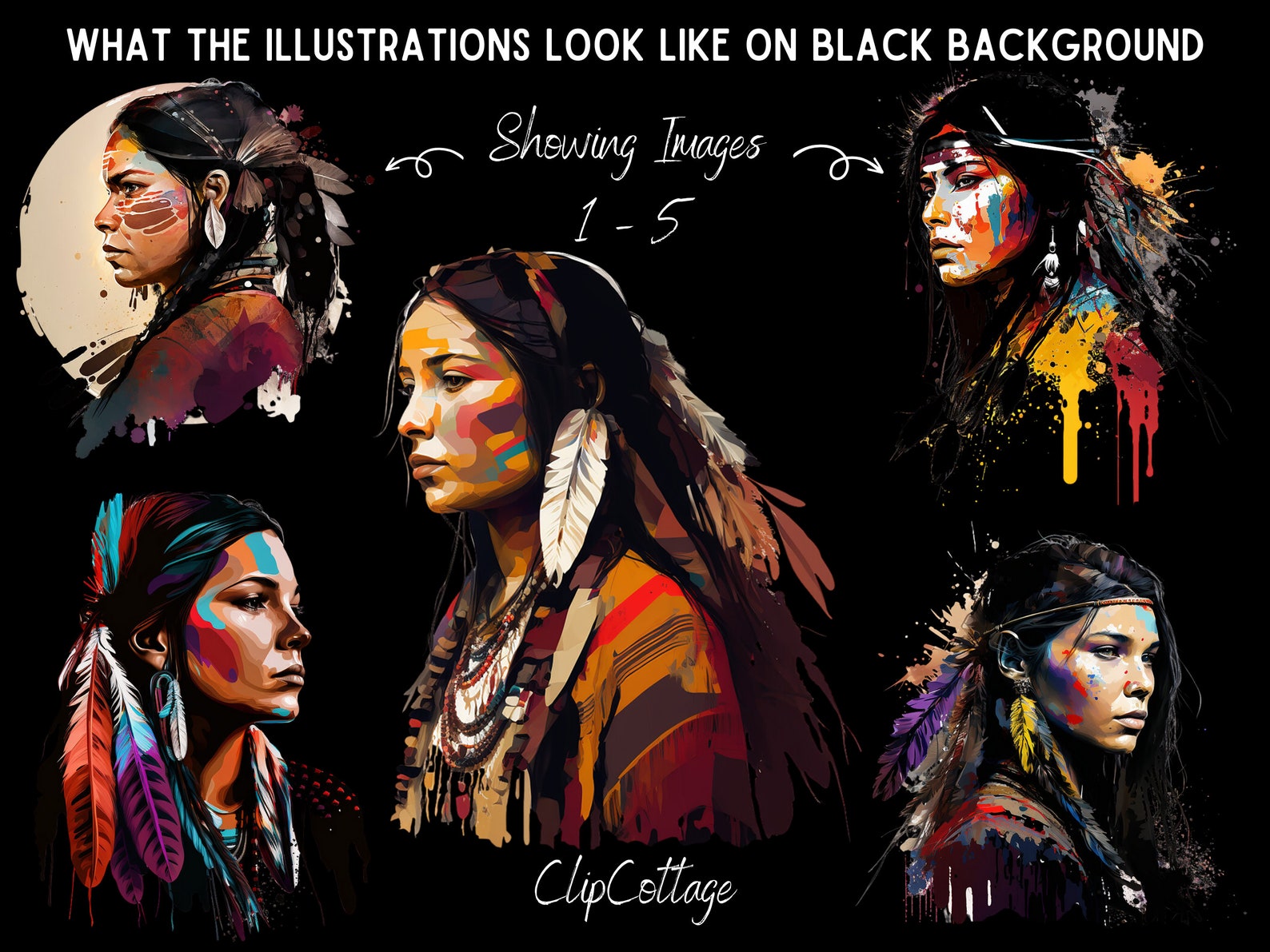 20 Apache Indians Clipart Bundle - Native American PNG Sublimation ...