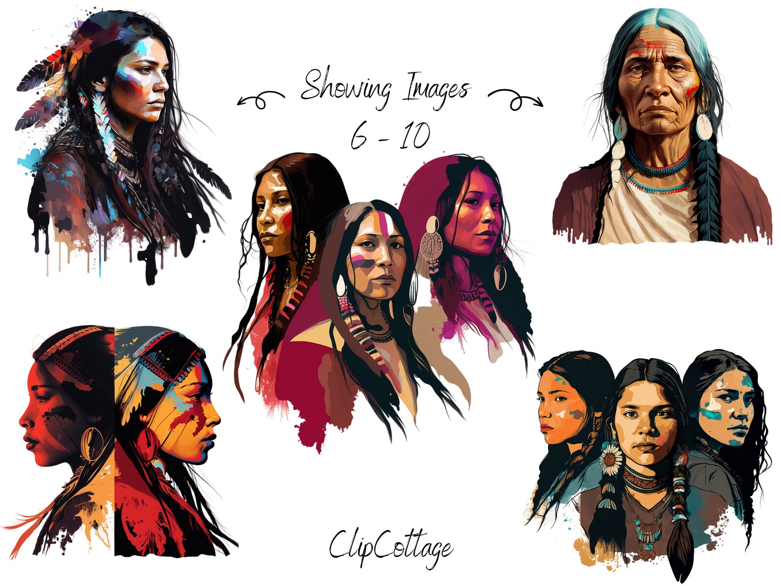 20 Apache Indians Clipart Bundle - Native American PNG Sublimation ...