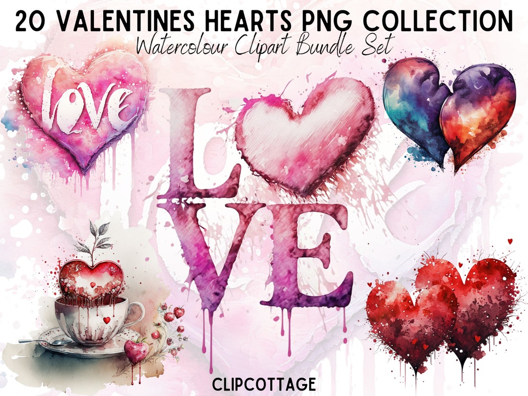 Valentine Heart Clipart PNG Sublimation Bundle | 20 Transparent Love ...