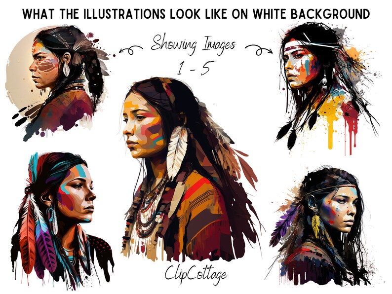 20 Apache Indians Clipart Bundle - Native American PNG Sublimation ...