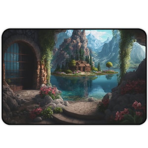 Cute Large mousepad for office whimsical art mouse pad for gaming gift for workspace keyboard desk mat with fantasy art fairycore desk at