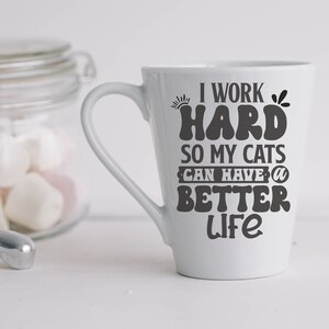 Latte Mug for Cats lovers gift for Christmas gift for employees gift for boss gift for staff coffee mug with sayings gift for cat owners