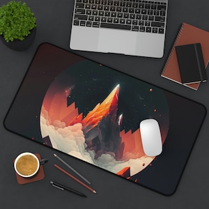 Large Gaming Mousepad for gamer mouse pad with mountain art deskmat with sci fi art gaming keyboard gift for dad gift for Christmas gift