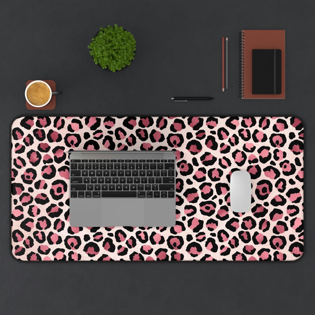 Renewold Tappetino Da Scrivania Leopardo Rosa 200x200x3 Mm - Tappetino Per Mouse Pieghevole, Antiscivolo, Proteggi Scrivania - 5
