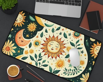 Celestial Mouse Pad | Celestial Decor | Dark Academia | Moon Desk Mat | Moon Phases Zodiac Stars Mouse Mat | Office Decor
