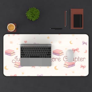 Just One More Chapter Desk Mat Book Lover Mouse Pad Cozy Reading Aesthetic Pastel Home Office Work From Home Cute Desk Setup Booktok Desk image 3