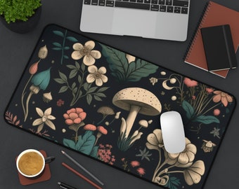 Forest Magic Nature | Retro Flowers | Witchy Desk Mat | Mushroom Mouse Pad | Mousepad Gift | Mushroom Mousepad | Cottage Core Accessories