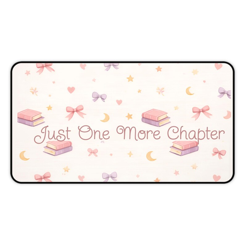 Just One More Chapter Desk Mat Book Lover Mouse Pad Cozy Reading Aesthetic Pastel Home Office Work From Home Cute Desk Setup Booktok Desk image 9