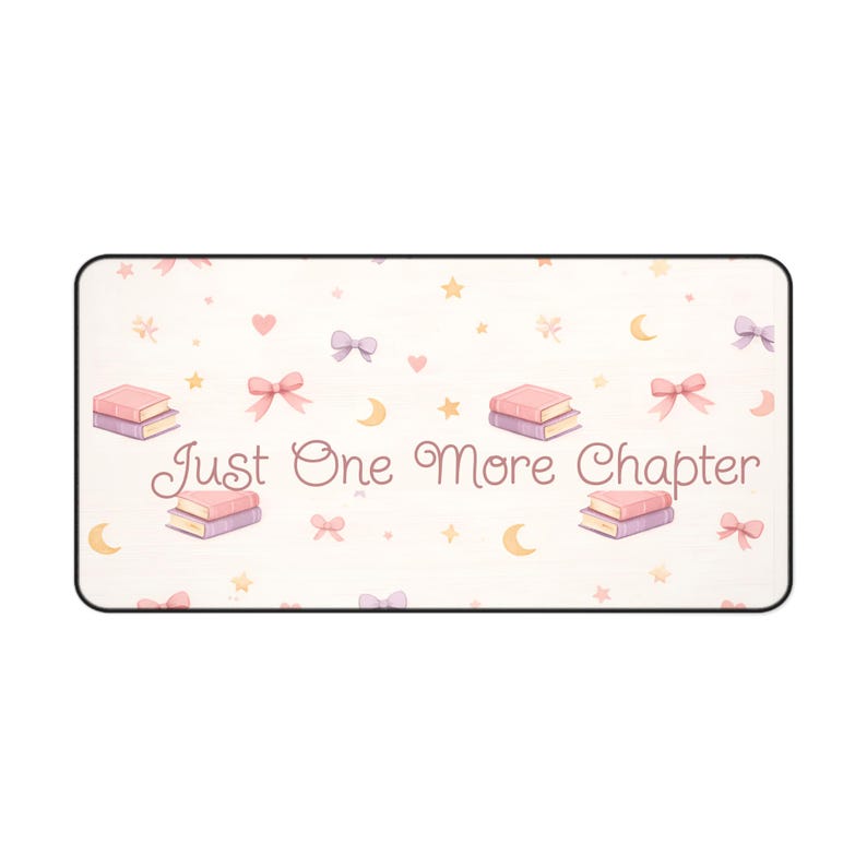 Just One More Chapter Desk Mat Book Lover Mouse Pad Cozy Reading Aesthetic Pastel Home Office Work From Home Cute Desk Setup Booktok Desk image 10