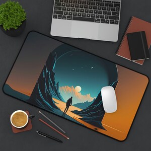 sci fi gaming desk mat mountain art gaming mouse pad fantasy decor gaming keyboard gift for dad gift for coworker for gaming mousepad gift